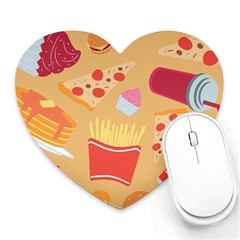 Fast Junk Food  Pizza Burger Cool Soda Pattern Heart Mousepad by Sarkoni