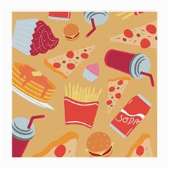 Fast Junk Food  Pizza Burger Cool Soda Pattern Medium Glasses Cloth (2 Sides) by Sarkoni