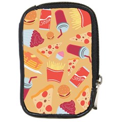 Fast Junk Food  Pizza Burger Cool Soda Pattern Compact Camera Leather Case by Sarkoni