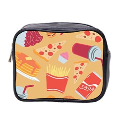 Fast Junk Food  Pizza Burger Cool Soda Pattern Mini Toiletries Bag (two Sides) by Sarkoni