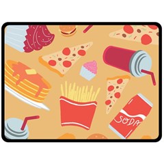 Fast Junk Food  Pizza Burger Cool Soda Pattern Fleece Blanket (large) by Sarkoni