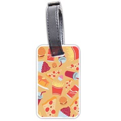 Fast Junk Food  Pizza Burger Cool Soda Pattern Luggage Tag (one Side) by Sarkoni