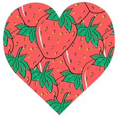 Texture Sweet Strawberry Dessert Food Summer Pattern Wooden Puzzle Heart