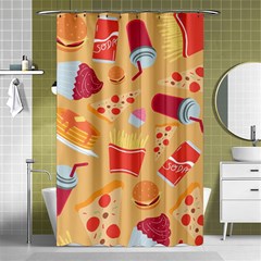 Fast Junk Food  Pizza Burger Cool Soda Pattern Shower Curtain 48  X 72  (small)  by Sarkoni