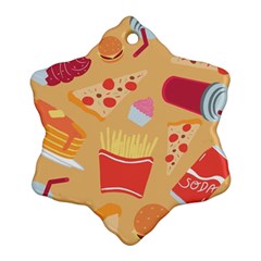 Fast Junk Food  Pizza Burger Cool Soda Pattern Ornament (snowflake) by Sarkoni