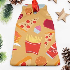 Fast Junk Food  Pizza Burger Cool Soda Pattern Ornament (bell) by Sarkoni