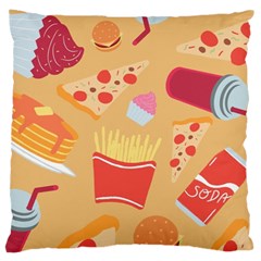 Fast Junk Food  Pizza Burger Cool Soda Pattern Large Cushion Case (two Sides) by Sarkoni