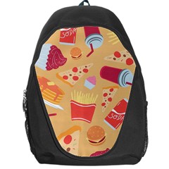 Fast Junk Food  Pizza Burger Cool Soda Pattern Backpack Bag by Sarkoni