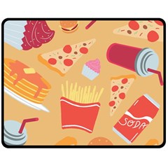 Fast Junk Food  Pizza Burger Cool Soda Pattern Two Sides Fleece Blanket (medium) by Sarkoni