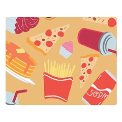 Fast Junk Food  Pizza Burger Cool Soda Pattern Two Sides Premium Plush Fleece Blanket (large) by Sarkoni