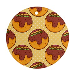 Takoyaki Food Seamless Pattern Ornament (round)