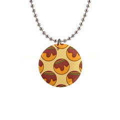 Takoyaki Food Seamless Pattern 1  Button Necklace by Sarkoni