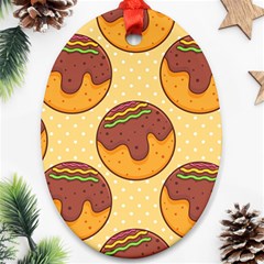 Takoyaki Food Seamless Pattern Oval Ornament (two Sides) by Sarkoni