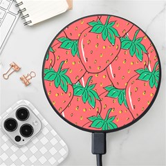 Texture Sweet Strawberry Dessert Food Summer Pattern Wireless Fast Charger(Black)