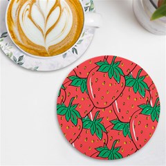 Texture Sweet Strawberry Dessert Food Summer Pattern Uv Print Round Tile Coaster by Sarkoni