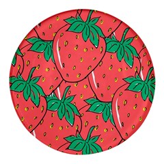 Texture Sweet Strawberry Dessert Food Summer Pattern Round Glass Fridge Magnet (4 Pack)