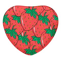 Texture Sweet Strawberry Dessert Food Summer Pattern Heart Glass Fridge Magnet (4 Pack)