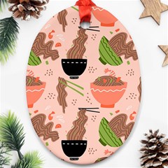 Doodle Yakisoba Seamless Pattern Ornament (oval) by Sarkoni