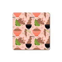 Doodle Yakisoba Seamless Pattern Square Magnet by Sarkoni