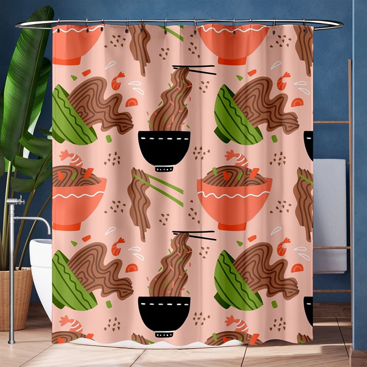 Doodle Yakisoba Seamless Pattern Shower Curtain 60  x 72  (Medium) 