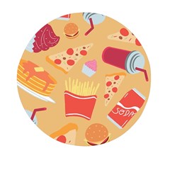 Fast Junk Food  Pizza Burger Cool Soda Pattern Mini Round Pill Box by Sarkoni