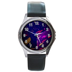 Vector Design Gamming Sytle Retro Art Pattern Round Metal Watch