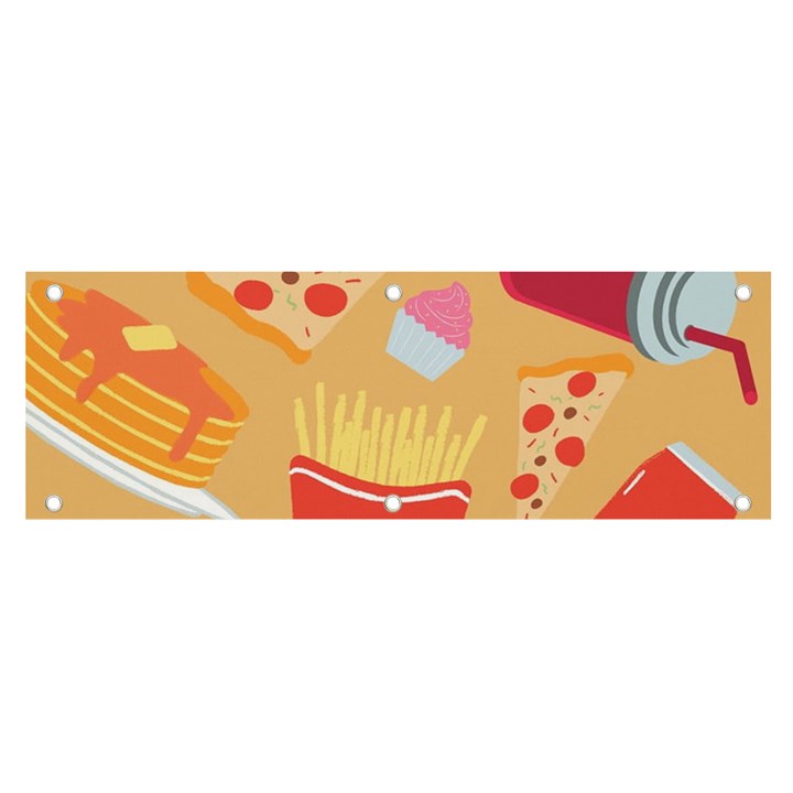 Fast Junk Food  Pizza Burger Cool Soda Pattern Banner and Sign 6  x 2 