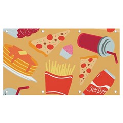 Fast Junk Food  Pizza Burger Cool Soda Pattern Banner And Sign 7  X 4  by Sarkoni