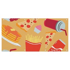 Fast Junk Food  Pizza Burger Cool Soda Pattern Banner And Sign 8  X 4  by Sarkoni