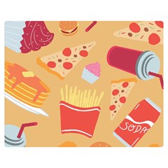 Fast Junk Food  Pizza Burger Cool Soda Pattern Premium Plush Fleece Blanket (medium) by Sarkoni