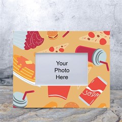 Fast Junk Food  Pizza Burger Cool Soda Pattern White Tabletop Photo Frame 4 x6  by Sarkoni