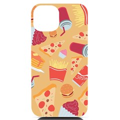 Fast Junk Food  Pizza Burger Cool Soda Pattern Iphone 14 Black Uv Print Case by Sarkoni