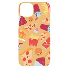 Fast Junk Food  Pizza Burger Cool Soda Pattern Iphone 14 Plus Black Uv Print Case by Sarkoni