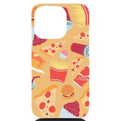 Fast Junk Food  Pizza Burger Cool Soda Pattern Iphone 14 Pro Black Uv Print Case by Sarkoni