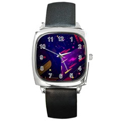 Vector Design Gamming Sytle Retro Art Pattern Square Metal Watch