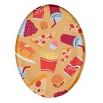 Fast Junk Food  Pizza Burger Cool Soda Pattern Oval Glass Fridge Magnet (4 pack) Front