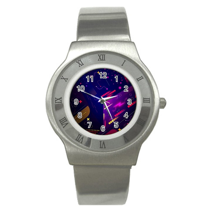 Vector Design Gamming Sytle Retro Art Pattern Stainless Steel Watch