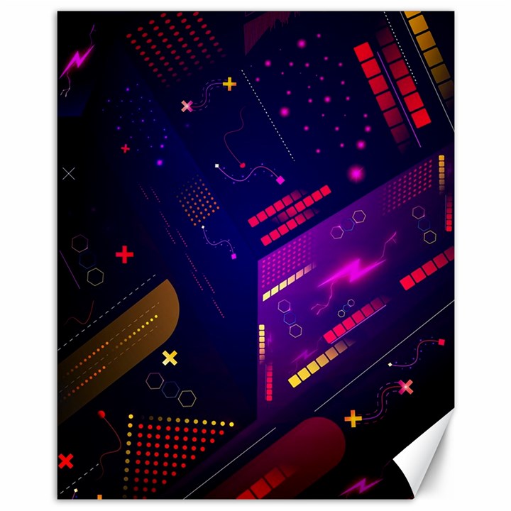 Vector Design Gamming Sytle Retro Art Pattern Canvas 11  x 14 