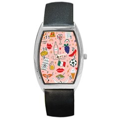 Food Pattern Italia Barrel Style Metal Watch by Sarkoni