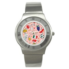 Food Pattern Italia Stainless Steel Watch by Sarkoni