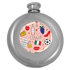 Food Pattern Italia Round Hip Flask (5 Oz) by Sarkoni