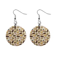 Junk Food Hipster Pattern Mini Button Earrings by Sarkoni