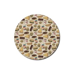 Junk Food Hipster Pattern Rubber Coaster (round) by Sarkoni