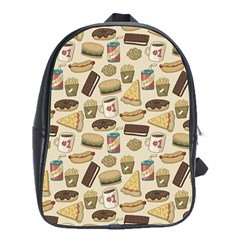 Junk Food Hipster Pattern School Bag (xl) by Sarkoni