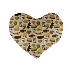 Junk Food Hipster Pattern Standard 16  Premium Heart Shape Cushions by Sarkoni