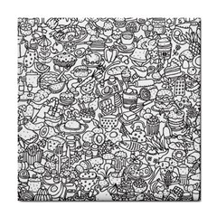 Food Doodle Pattern Tile Coaster by Sarkoni