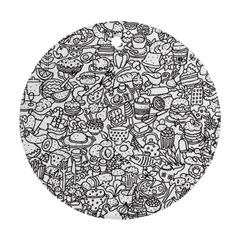 Food Doodle Pattern Ornament (round)