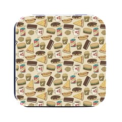 Junk Food Hipster Pattern Square Metal Box (black)