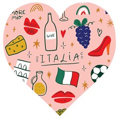 Food Pattern Italia Wooden Puzzle Heart by Sarkoni