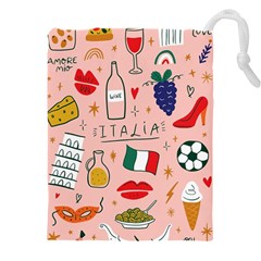 Food Pattern Italia Drawstring Pouch (5xl) by Sarkoni